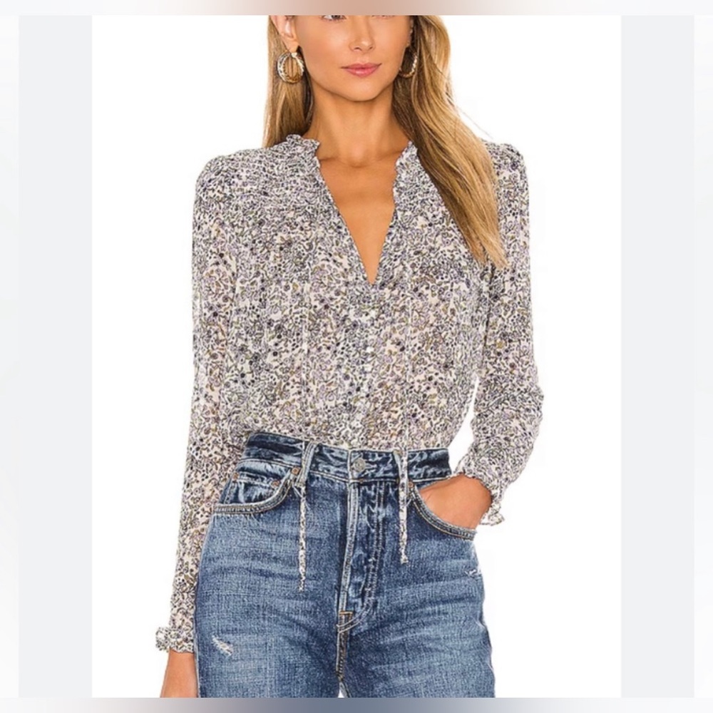 NWOT Free People Lela Blouse - Blue Ditsy Floral